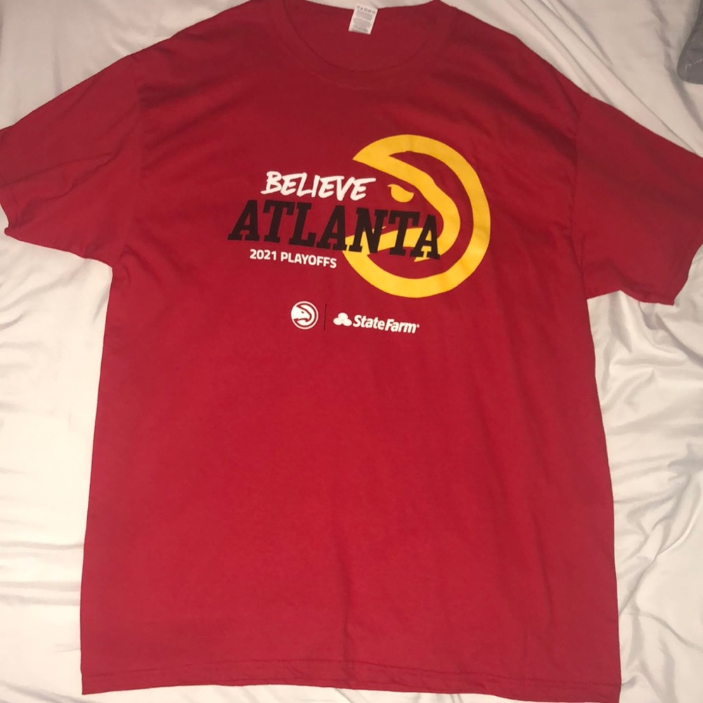 Red 2021 Atlanta hawks playoffs shirt